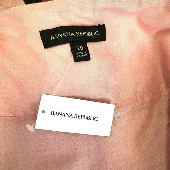 Banana Republic Kenza 100% Linen Mini Dress Womens Plus Size 20 Pink Geo New NWT - Picture 4 of 5